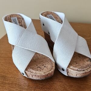 Women's Espirit Brand Platform Cork Cream Wedge Sandals